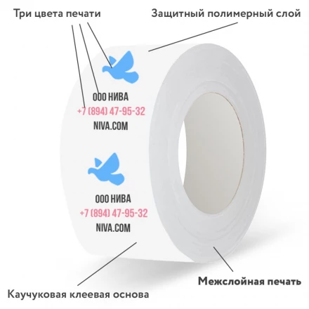 Скотч с логотипом Hot-Melt 75мм*50м, 3 цвета, межслойная печать - 1